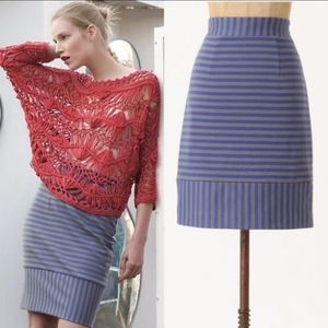 Anthropologie Plenty Blue Striped Knit Skirt 8